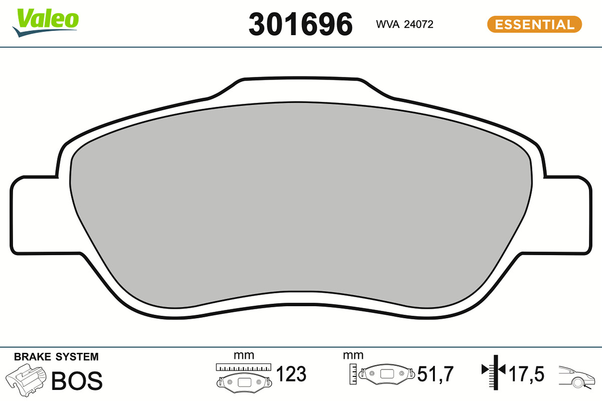 Jeu de 4 plaquettes de frein VALEO ref. 301696